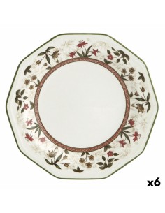 Flat Plate La Mediterránea Elite Stoneware Ivory 21 x 21 x 2 cm (6 Units) (21 cm) | Tienda24 Tienda24.eu