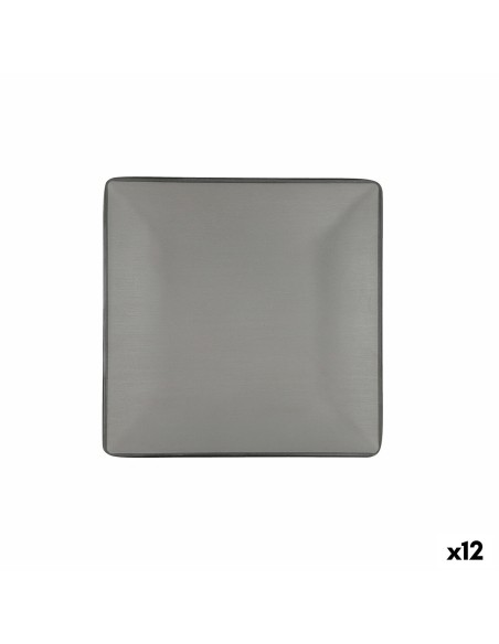 Plato Llano Bidasoa Gio Gris Plástico 21,5 x 21,5 cm (12 Unidades) | Tienda24 Tienda24.eu