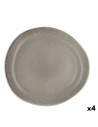 Plato Llano Bidasoa Gio Irregular Gris Cerámica 26,5 cm (4 Unidades) | Tienda24 Tienda24.eu