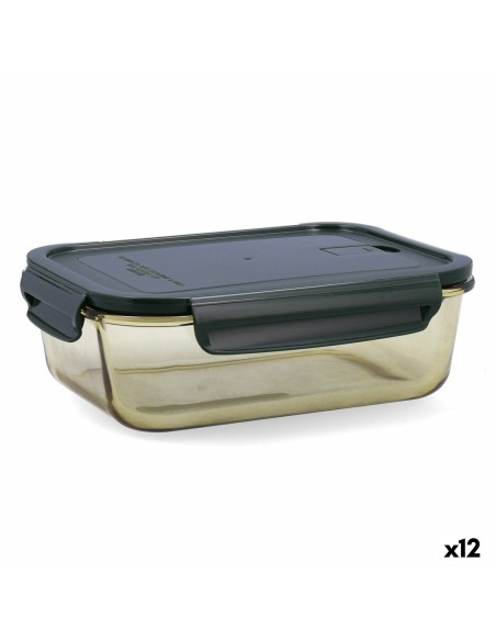 Hermetic Lunch Box Bidasoa Infinity Rectangular 1,5 L Yellow Glass (12 Units) | Tienda24 Tienda24.eu