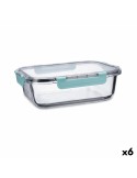 Lancheira Hermética Quid Purity Retangular 1,5 L Transparente Vidro (6 Unidades) | Tienda24 Tienda24.eu