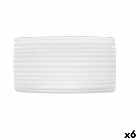 Tablett für Snacks Ariane Artisan aus Keramik Weiß 36 x 20 cm
