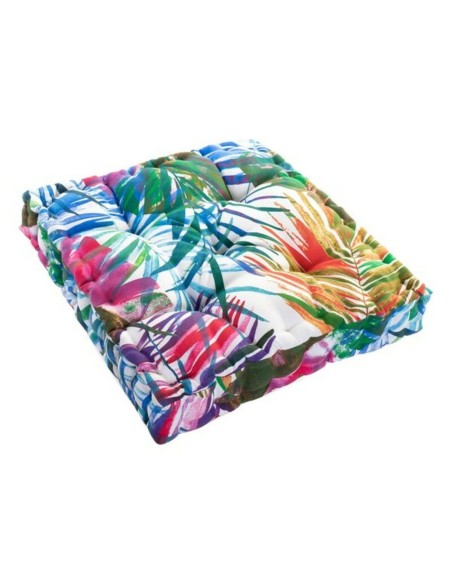 Cojín DKD Home Decor 8424001666423 Océano Poliéster Aluminio Multicolor Tropical Hoja de planta (43 x 43 x 7 cm) | Tienda24 Tienda24.eu