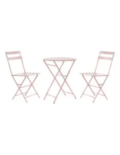 Conjunto de Mesa con 2 Sillas DKD Home Decor MB-177410 Rosa 60 x 60 x 75 cm (3 pcs) de DKD Home Decor, Conjuntos de muebles d...