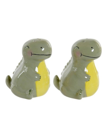 Salero con Tapa DKD Home Decor LC-173478 Dinosaurio Blanco Verde Dolomita 6,6 x 7 x 7,7 cm (2 pcs) | Tienda24 Tienda24.eu