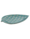 Centro de Mesa DKD Home Decor 27,5 x 16 x 3 cm Turquesa Oriental Cromado Hoja de planta | Tienda24 Tienda24.eu