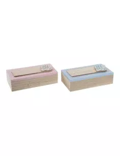 Jewelry box DKD Home Decor Porcelain Pink Golden 14 x 14 x 17 cm | Tienda24 Tienda24.eu