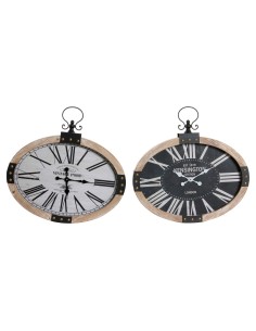 Orologio da Parete DKD Home Decor RE-180395 Ovale 58 x 6,5 x 58 cm Nero Beige Ferro Legno MDF (2 Unità) da DKD Home Decor, Or...