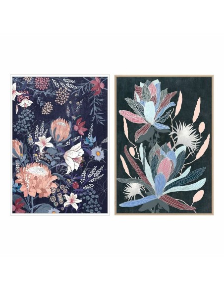 Pintura DKD Home Decor 53 x 4,3 x 73 cm Bloemen Moderno (2 Unidades) | Tienda24 Tienda24.eu