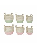 Basket set DKD Home Decor Natural Pink Green Natural Fibre 30 x 30 x 32 cm Boho (2 Units) | Tienda24 Tienda24.eu