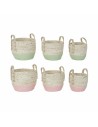 Korb-Set DKD Home Decor natürlich Rosa grün Naturfaser 30 x 30 x 32 cm Boho (2 Stück) | Tienda24 Tienda24.eu