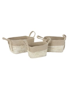 Set di Cesti DKD Home Decor Naturale Crema Fibra Iuta (3 pcs) da DKD Home Decor, Scatole e cassapanche - Ref: S3018604, Preci...