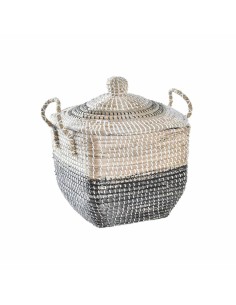 Set de basket DKD Home Decor Avec couvercle 55 x 55 x 50 cm 58 x 46 x 50 cm Naturel Noir Blanc Boho | Tienda24 Tienda24.eu