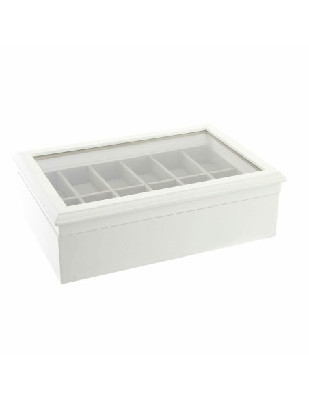 Guarda-Joias DKD Home Decor 102182 Relógios 28 x 19 x 9 cm Cristal Branco Madeira MDF | Tienda24 Tienda24.eu