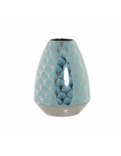 Vase Home ESPRIT Blue White Green Grey Ceramic Mediterranean 12 x 12 x 43 cm (2 Units) | Tienda24 Tienda24.eu