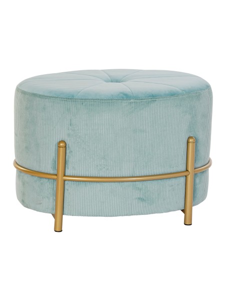 Bench DKD Home Decor Golden Metal Polyester Velvet Sky blue (51 x 36 x 34 cm) | Tienda24 Tienda24.eu