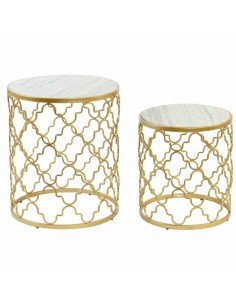 Tavolo aggiuntivo DKD Home Decor Argentato Metallo Bianco Marmo (48 x 48 x 57 cm) (2 pcs) (40 x 40 x 46 cm) da DKD Home Decor...