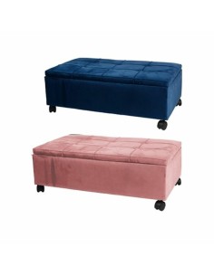 Banqueta DKD Home Decor Rosa Poliéster Terciopelo Azul marino Álamo (70 x 39,5 x 24,5 cm) (2 Unidades) de DKD Home Decor, Sil...