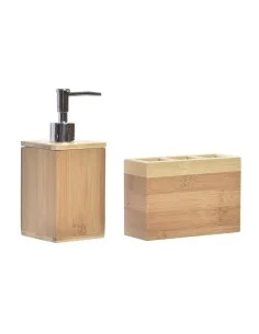 Conjunto de Banho DKD Home Decor Preto Natural Bambu Dolomite 10,2 x 10,2 x 37,5 cm (3 Peças) | Tienda24 Tienda24.eu