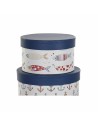 Conjunto de Caixas de Organização Empilháveis DKD Home Decor Marinha Riscas Branco Azul Marinho Cartão (37,5 x 37,5 x 18 cm) | Tienda24 Tienda24.eu