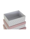 Jeu de Caisses de Rangement Empilables DKD Home Decor Doré Blanc Rose clair Carton (43,5 x 33,5 x 15,5 cm) | Tienda24 Tienda24.eu