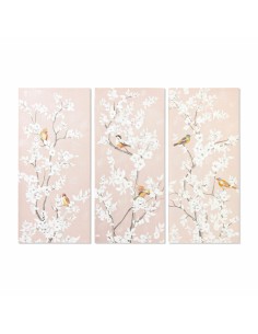 Bild Home ESPRIT Beige Gold Leinwand Holz MDF Moderne Blume 80 x 3 x 80 cm (2 Stück) | Tienda24 Tienda24.eu