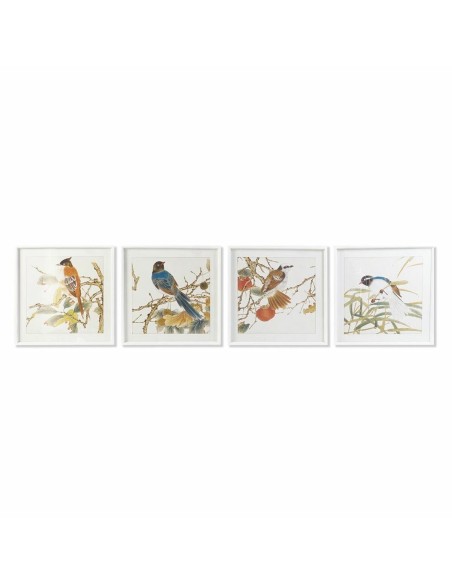 Painting DKD Home Decor 60 x 2,5 x 60 cm Bird Shabby Chic (4 Pieces) | Tienda24 Tienda24.eu