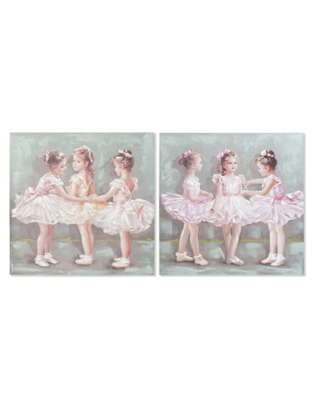 Pintura DKD Home Decor 80 x 3 x 80 cm Bailarina Ballet Tradicional (2 Unidades) | Tienda24 Tienda24.eu