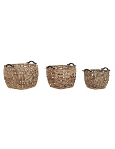 Basket set DKD Home Decor Polyester wicker (39 x 29 x 15 cm) | Tienda24 Tienda24.eu