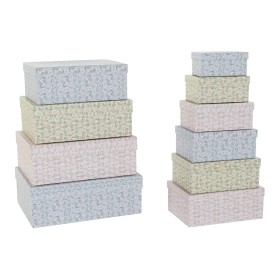 Set of Stackable Organising Boxes DKD Home Decor Flowers