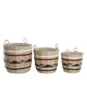 Conjunto de Cestas DKD Home Decor Poliéster Colonial Fibra (38 x 38 x 36 cm) | Tienda24 Tienda24.eu