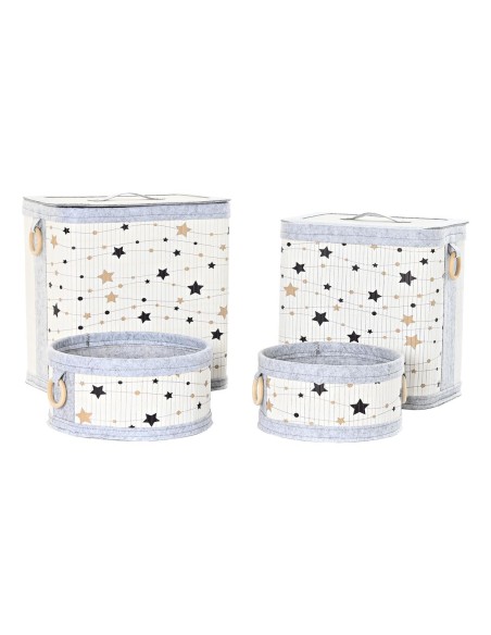 Juego de Cestos DKD Home Decor Estrellas Bambú Fieltro (41 x 31 x 42 cm) (4 Piezas) | Tienda24 Tienda24.eu