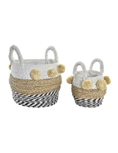 Basket set DKD Home Decor Polyester Colonial Fibre (38 x 38 x 36 cm) | Tienda24 Tienda24.eu