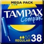 Assorbenti Interni Regolari Tampax Compak 38 unidades di Tampax, Tamponi chimici - Rif: S05106212, Prezzo: 8,99 €, Sconto: %