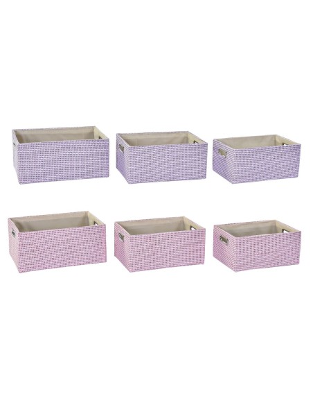 Conjunto de Cestas DKD Home Decor 40,5 x 27,5 x 18 cm Poliéster (2 Unidades) | Tienda24 Tienda24.eu