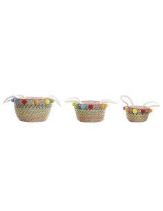 Set de basket DKD Home Decor Polyester Frange (40 x 30 x 30 cm) | Tienda24 Tienda24.eu