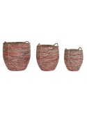 Basket set DKD Home Decor Peach Natural Boho 52 x 52 x 58 cm | Tienda24 Tienda24.eu