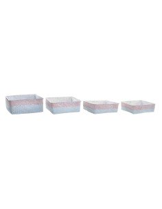 Set di Cestini DKD Home Decor Poliestere 8,5 cm 26 x 26 x 9 cm Fibra naturale Boho Mediterraneo (4 Pezzi) da DKD Home Decor, ...