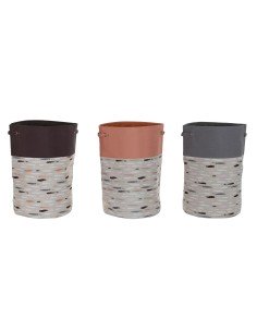 Cesto para la Ropa Sucia DKD Home Decor Gris Naranja 40 x 40 x 60 cm (3 Unidades) de DKD Home Decor, Cestos para la colada - ...