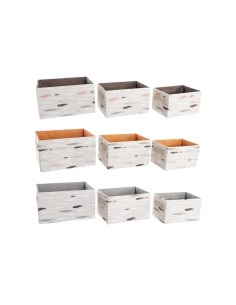 Set di Cestini DKD Home Decor Marrone 32 x 24 x 18 cm Grigio Arancio (3 Unità) da DKD Home Decor, Contenitori senza coperchio...