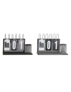 Calendário de Mesa DKD Home Decor 26 x 8 x 18 cm Preto Metal Cinzento claro de DKD Home Decor, Calendários de secretária - Re...