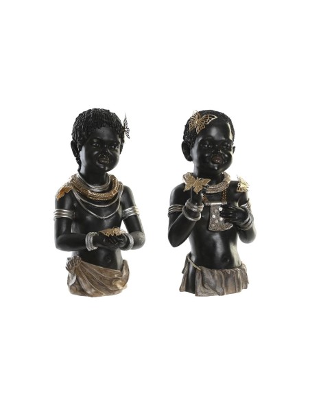 Figura Decorativa DKD Home Decor 20,5 x 18 x 35 cm Preto Colonial Africana (2 Unidades) | Tienda24 Tienda24.eu