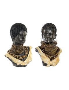 Statua Decorativa DKD Home Decor Africana 26 x 20 x 42 cm Nero Beige Coloniale (2 Unità) da DKD Home Decor, Soprammobili - Re...