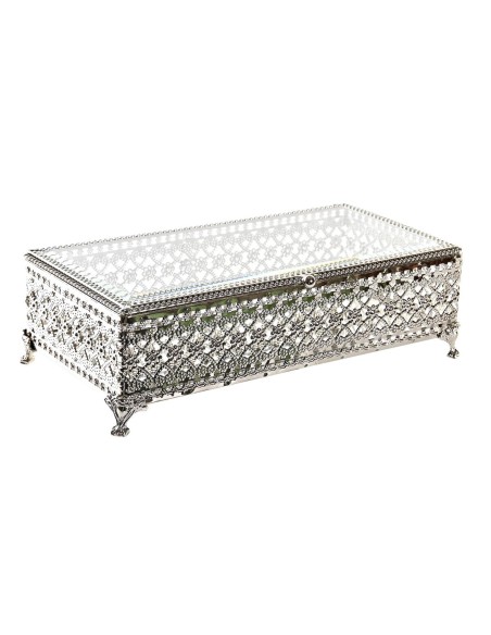 Caja-Joyero DKD Home Decor Cristal Plateado Metal (25,5 x 12,5 x 7,5 cm) | Tienda24 Tienda24.eu