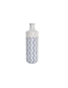 Vase Alexandra House Living Weiß Silberfarben aus Keramik 7 x 15 x 33 cm | Tienda24 Tienda24.eu