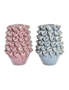 Vaso DKD Home Decor Fiore Rosa Turchese 18 x 18 x 27 cm Gres 20 x 20 x 27 cm Mediterraneo (2 Unità) da DKD Home Decor, Vasi -...