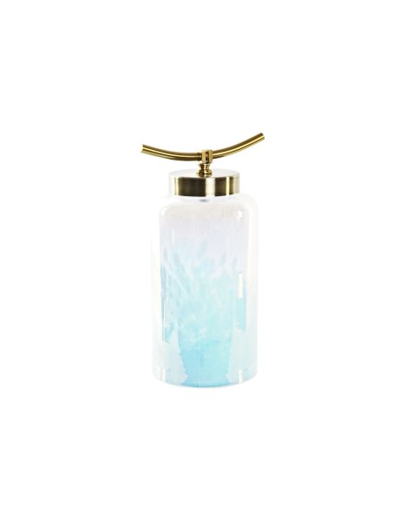 Vase DKD Home Decor Crystal Blue Golden Metal Mediterranean (19 x 15 x 33 cm) (Ø 14 cm) | Tienda24 Tienda24.eu