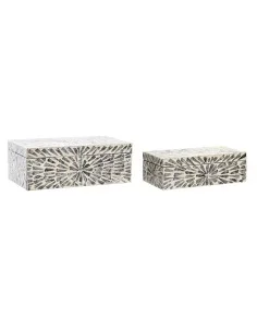 Boîte à bijoux DKD Home Decor Marron Bois de manguier Brun foncé 23 x 15 x 15 cm (2 Unités) | Tienda24 Tienda24.eu