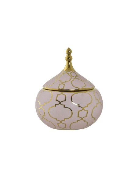 Jewelry box DKD Home Decor Porcelain Pink Golden 14 x 14 x 17 cm | Tienda24 Tienda24.eu