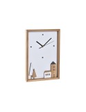 Reloj de Pared DKD Home Decor Blanco Marrón Madera Casas Urbano 20 x 4 x 30 cm | Tienda24 Tienda24.eu